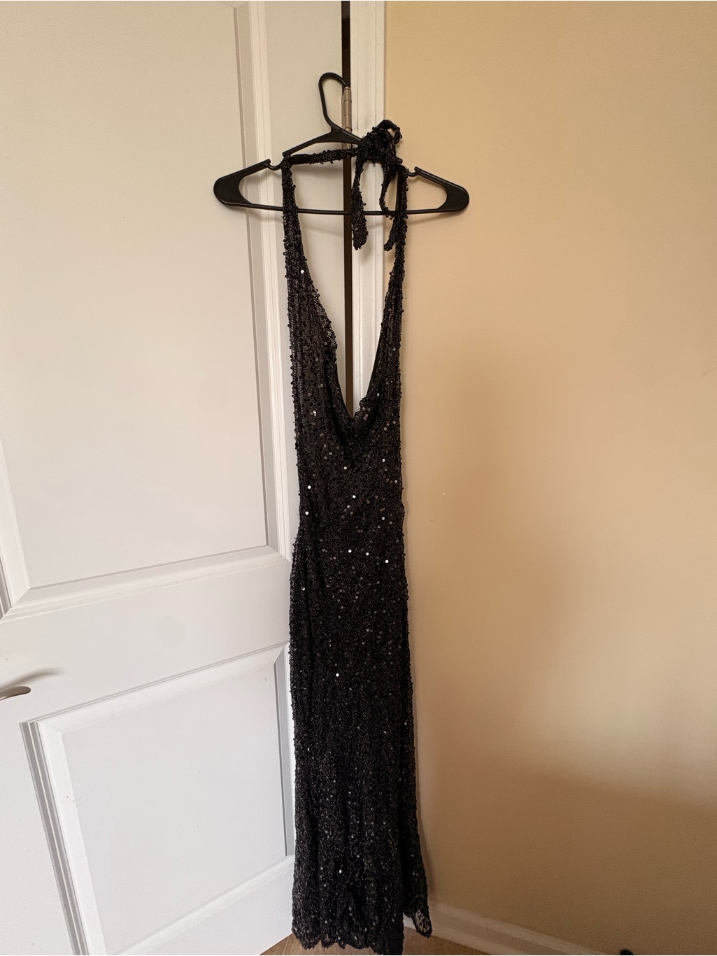 Black Bedazzled Halter /Backless Dress